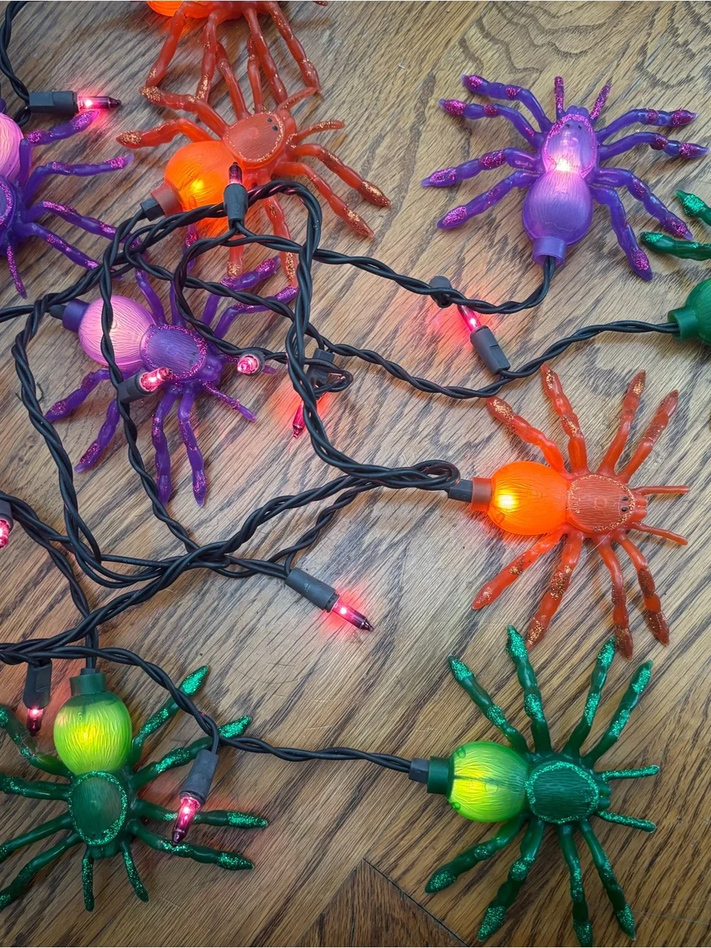 Halloween Tarantula Spider String Lights - Purple, Orange, Green Unused No Box